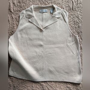 Lord & Taylor Beige Ribbed Knit Top